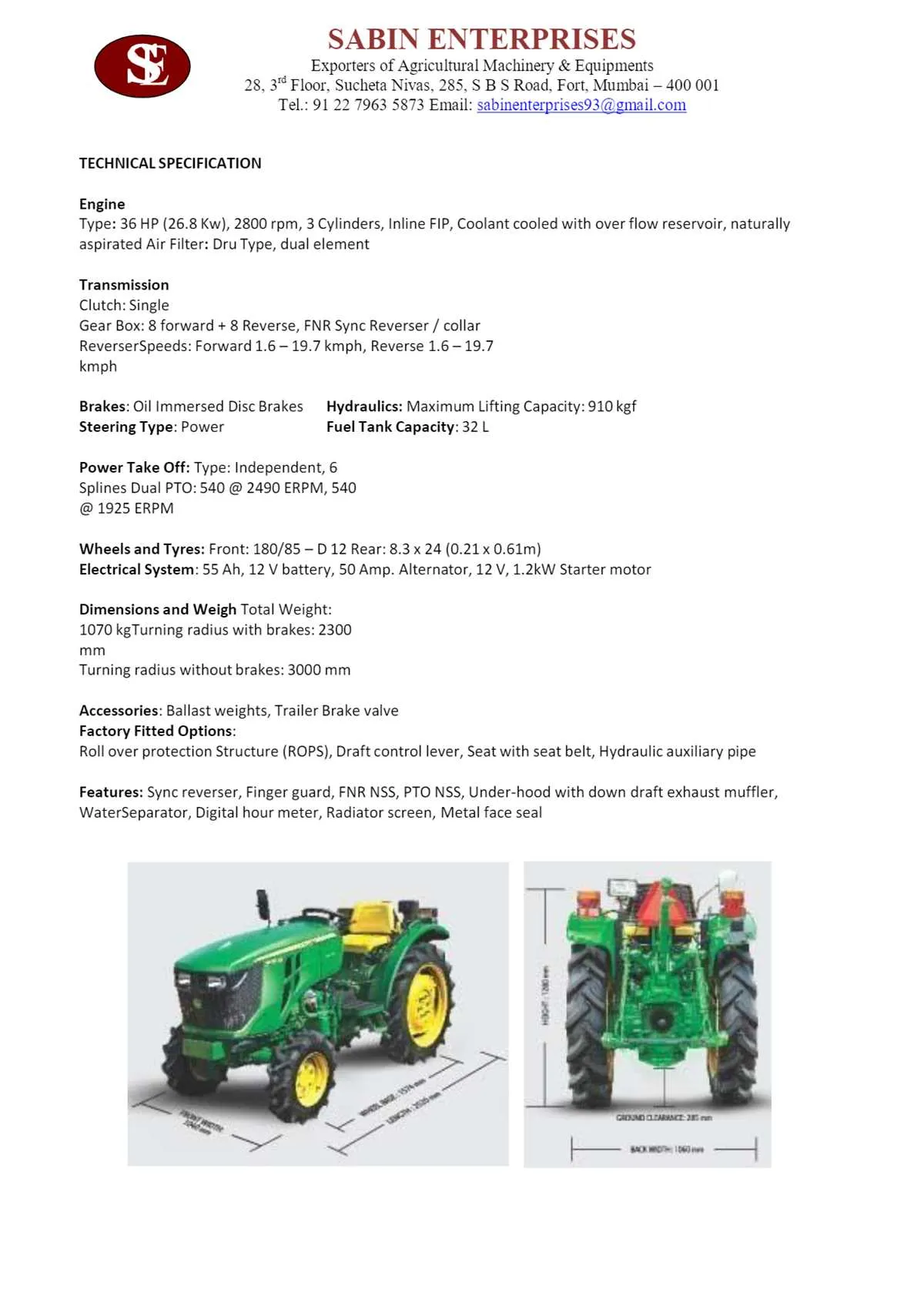 1990 john deere 870 specs