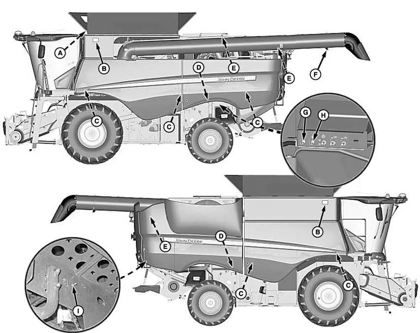 auger light for 9510 john deere combine specs
