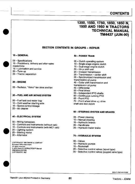 john deere 1850n specs