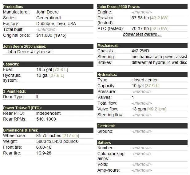 john deere 2630 specs john deere 2630 specs