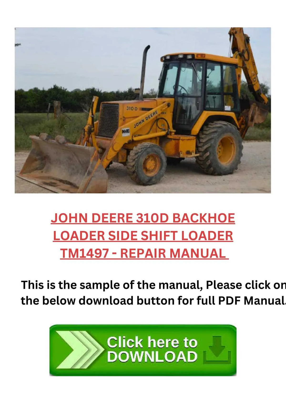 john deere 310d backhoe specs