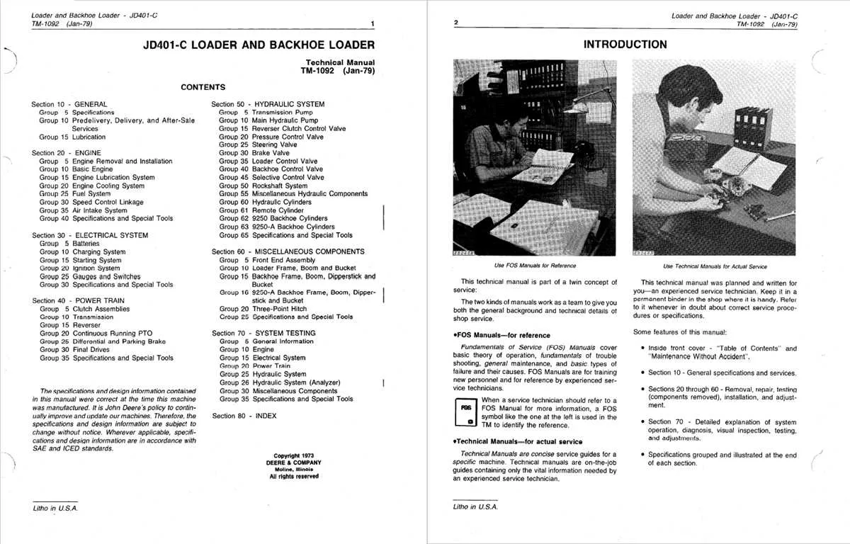 john deere 401c loader specs
