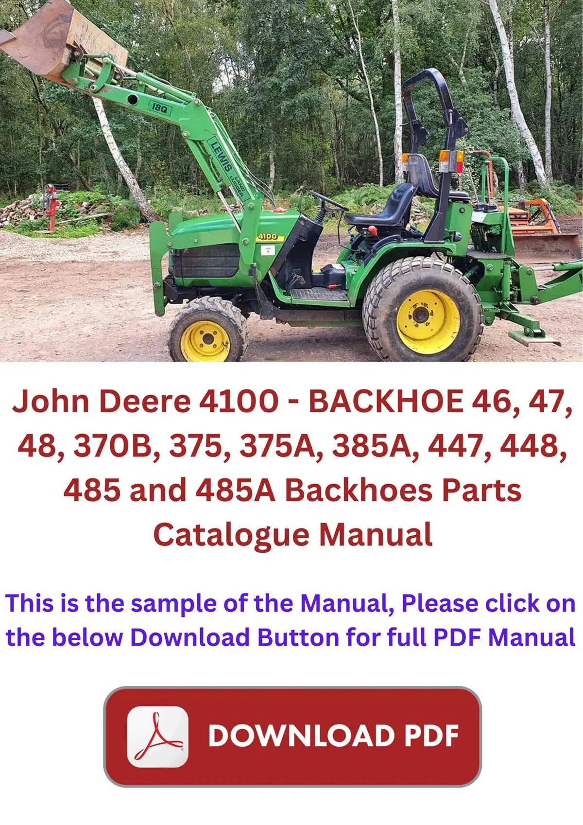 john deere 4100 backhoe specs