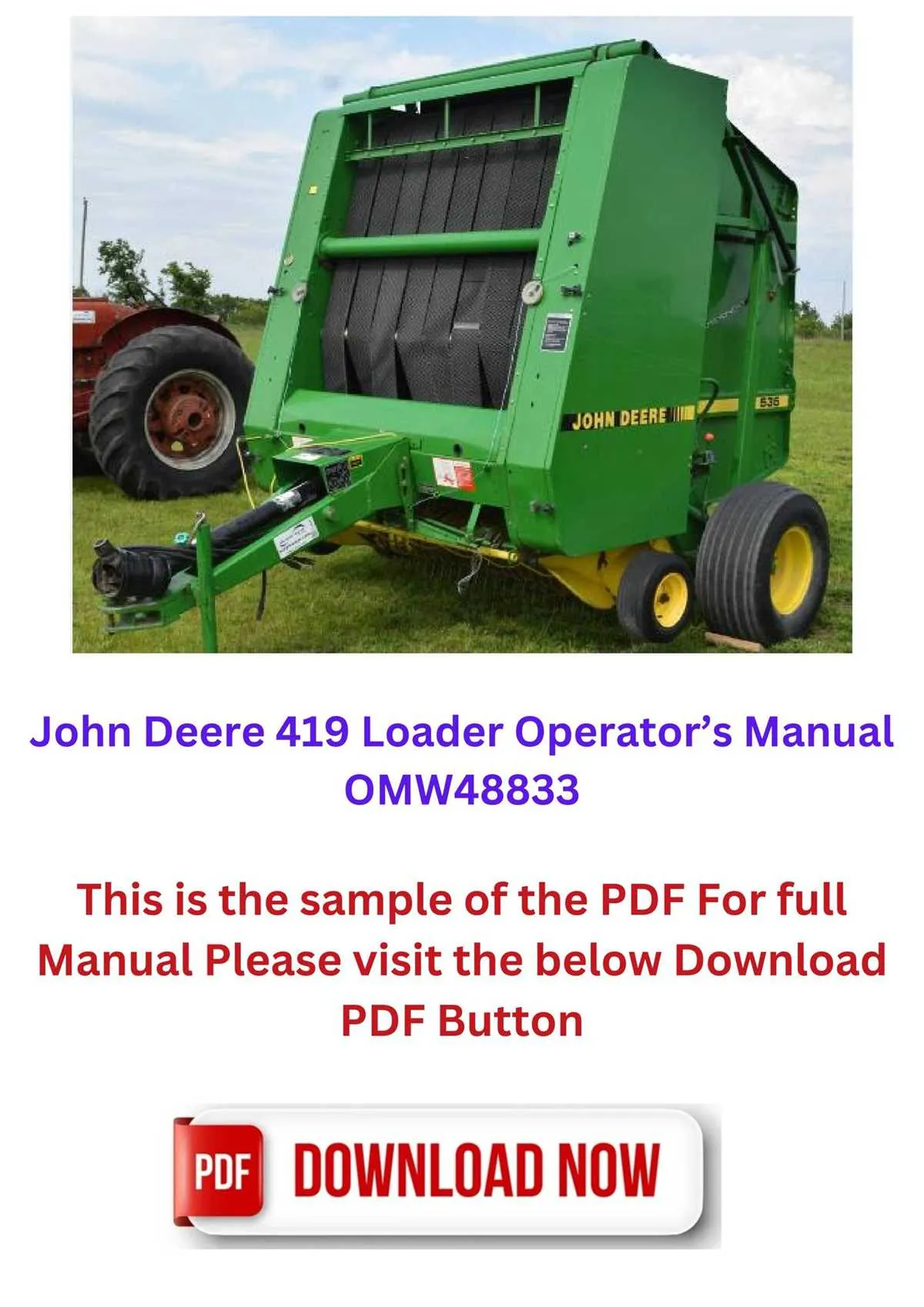 john deere 419 loader specs