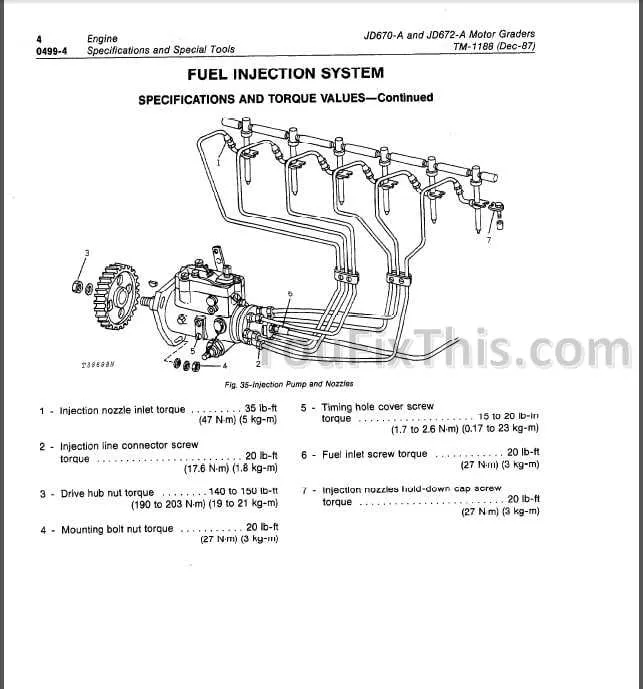 john deere 450c torque specs