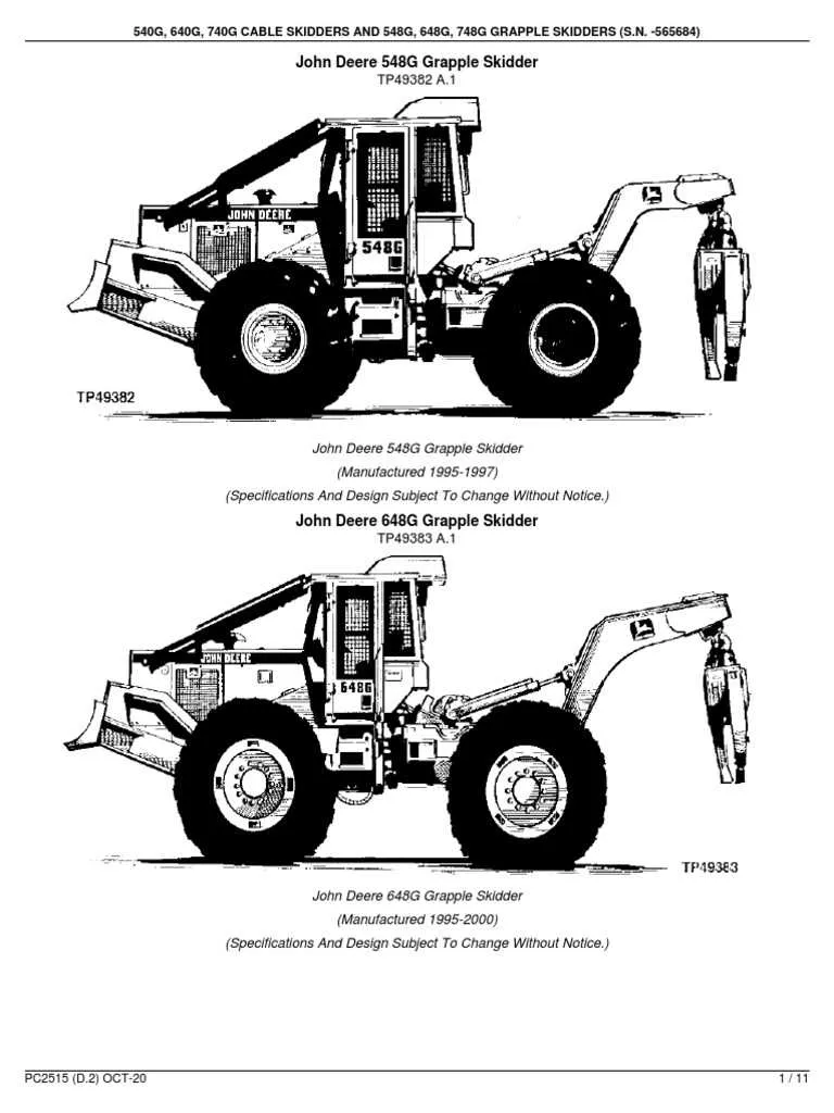 john deere 548g specs