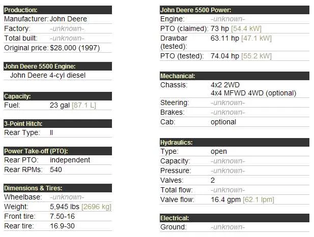 john deere 550k specs john deere 550k specs