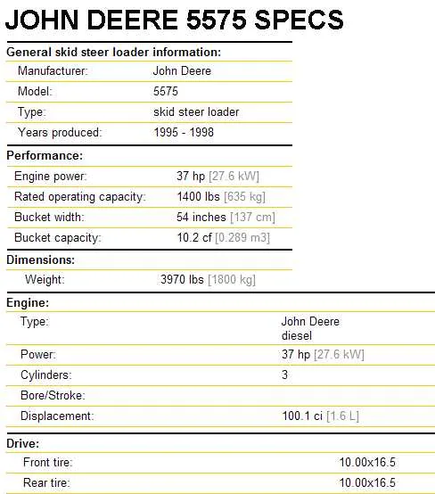 john deere 5575 specs john deere 5575 specs