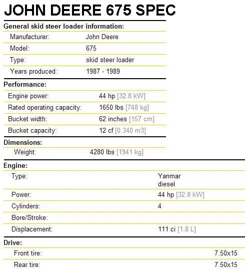 john deere 6750 specs