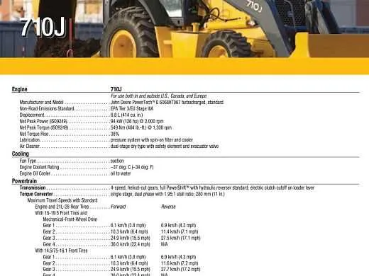 john deere 710c backhoe spec
