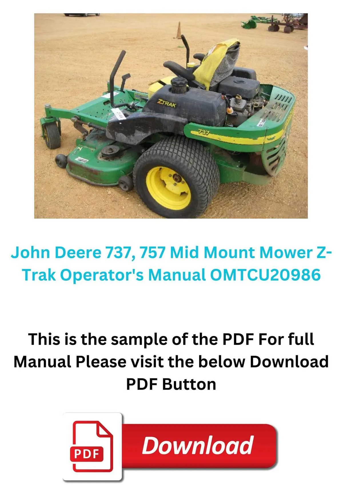 john deere 737 ztrak specs