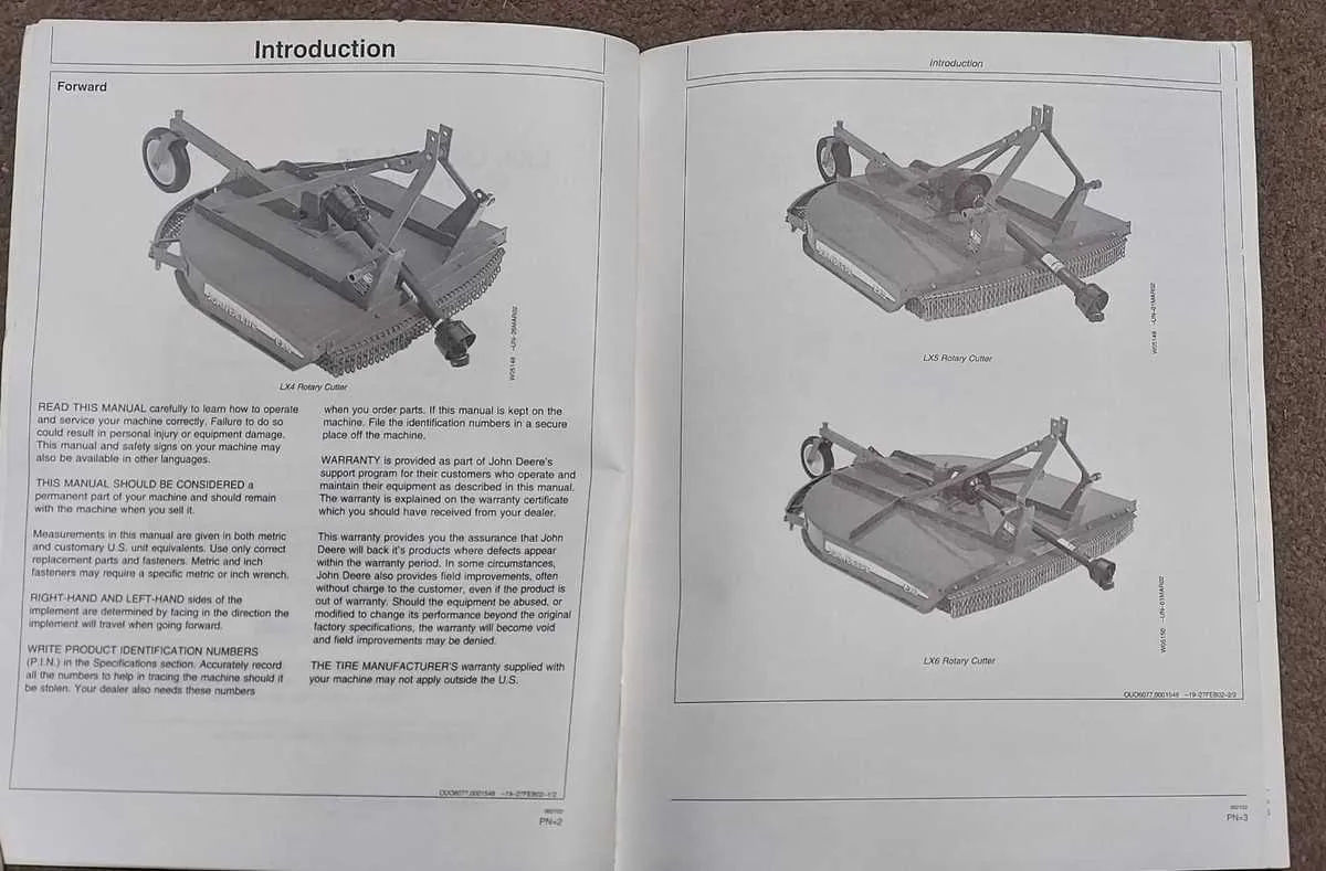 john deere lx6 rotary cutter specs