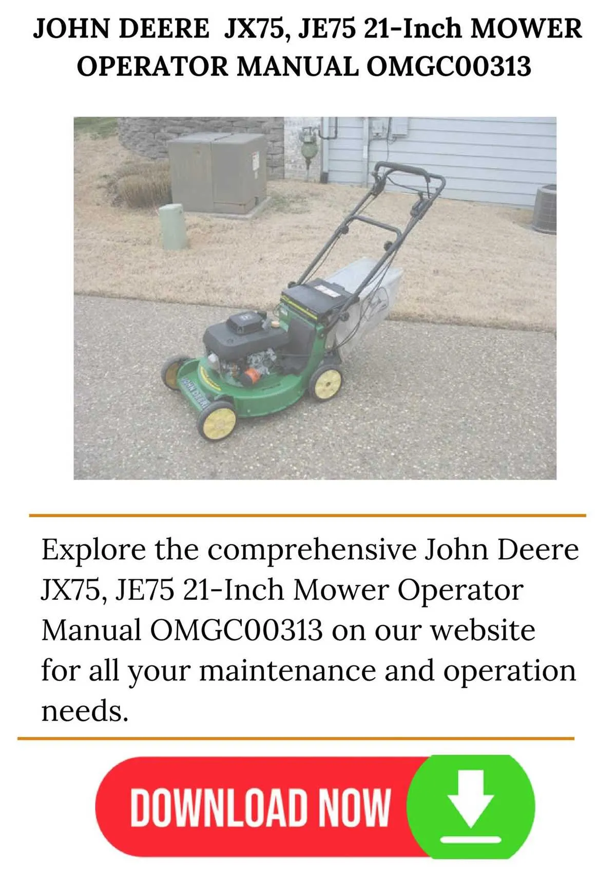 specs john deere je75