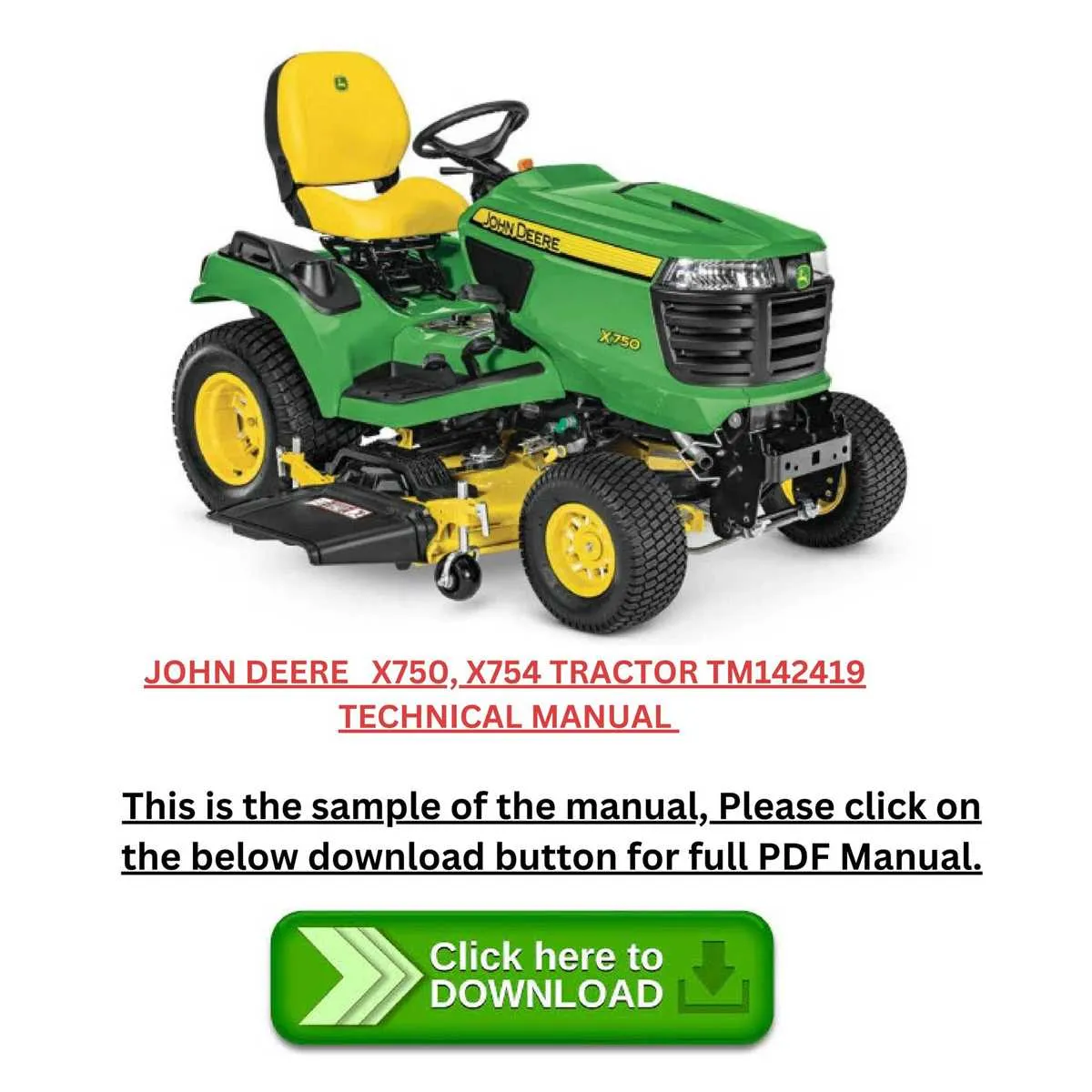 specs on john deere x750
