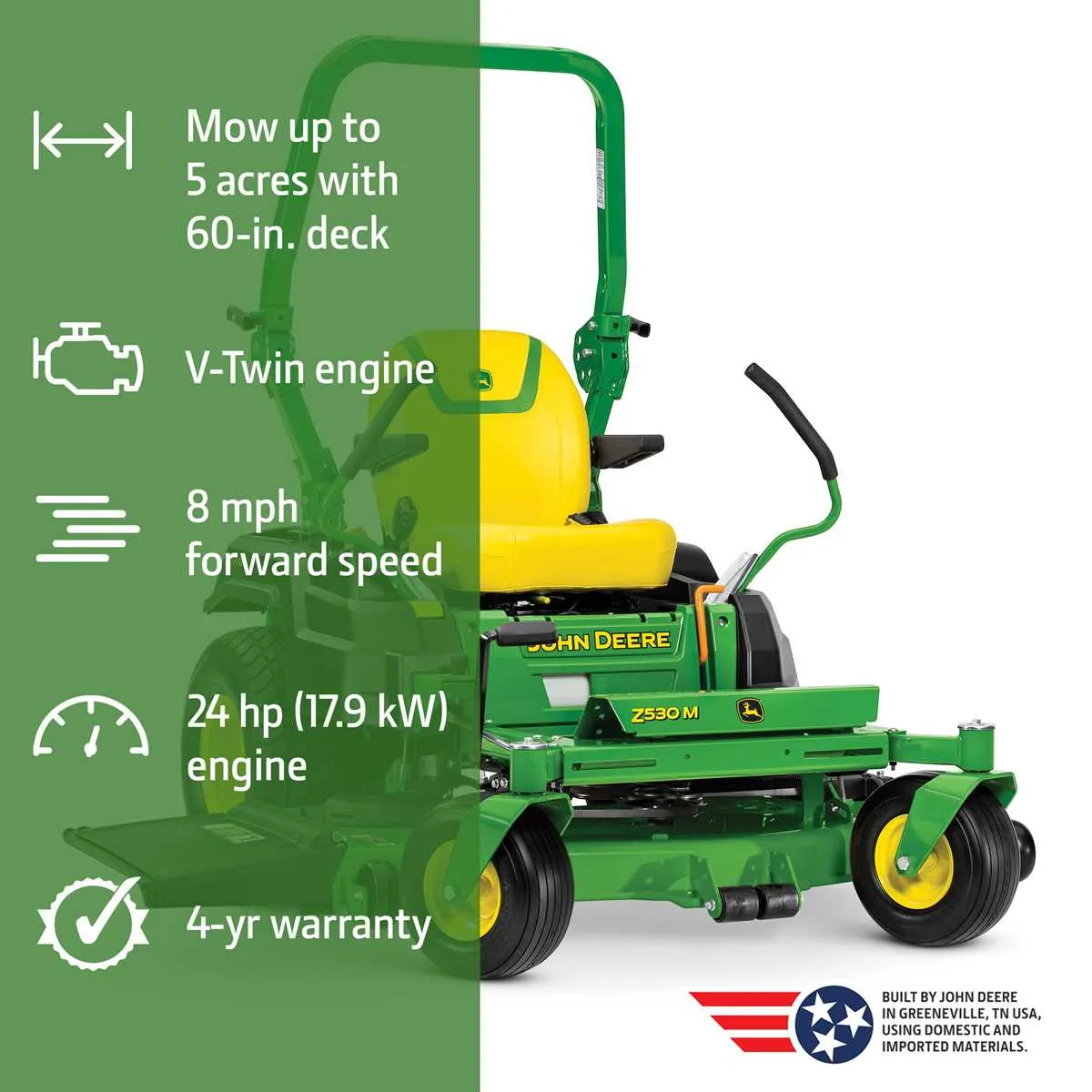 john deere z535 specs