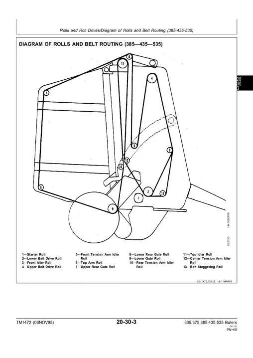 john deere 335 round baler specs