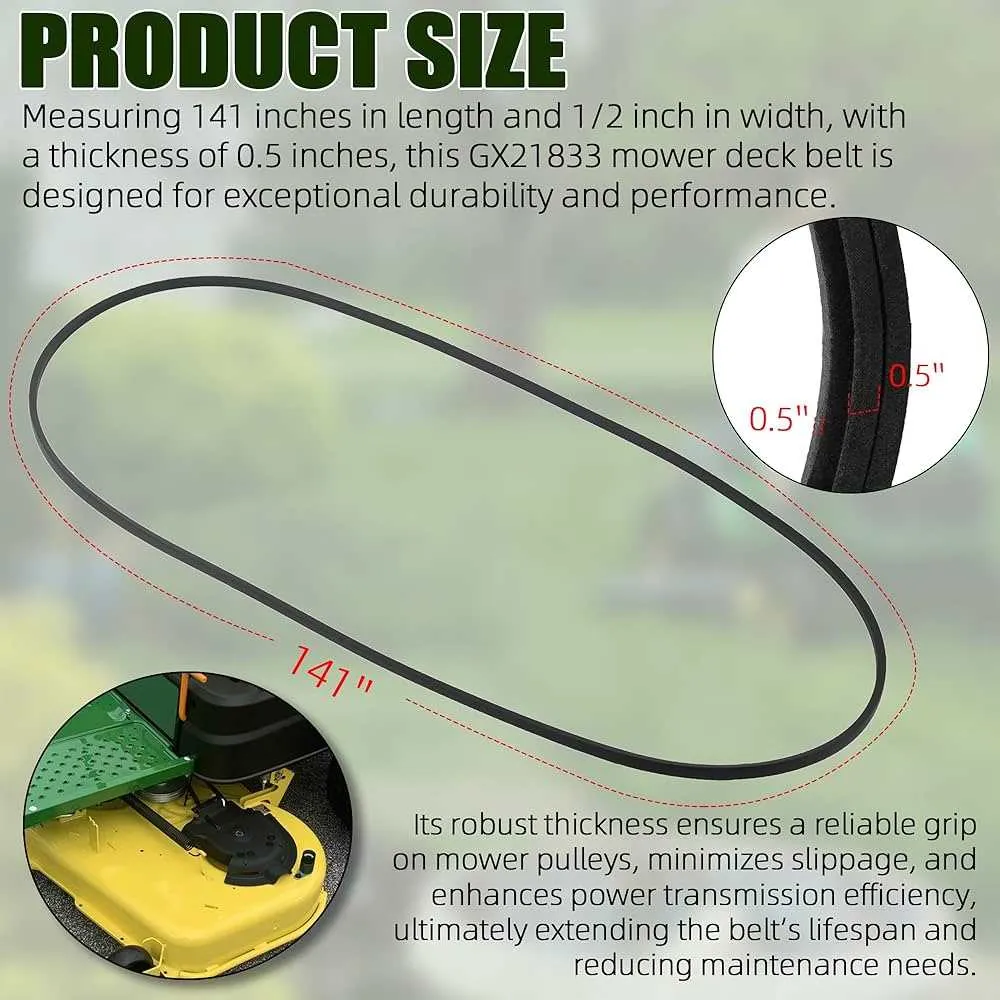 john deere mower belt specs