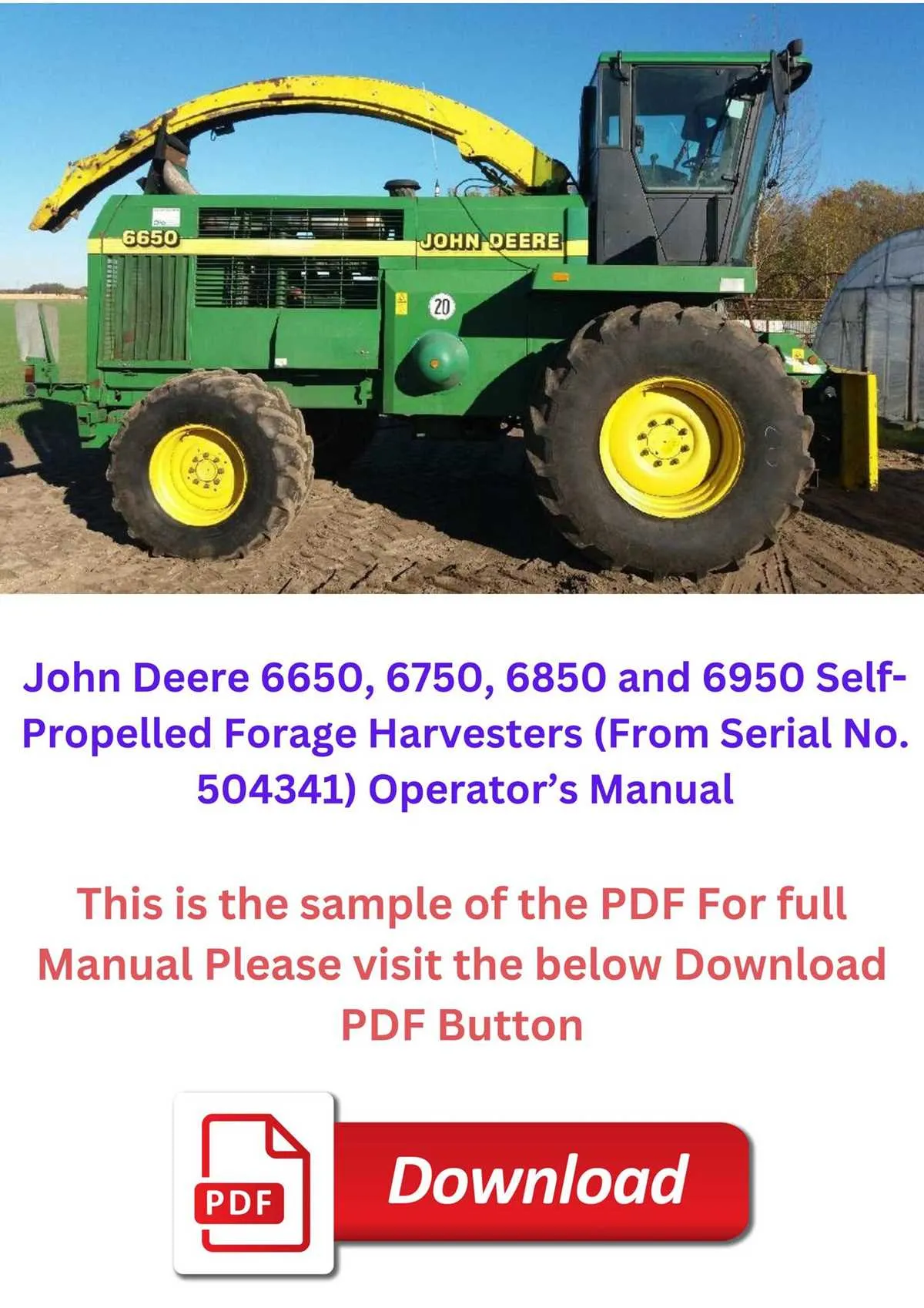 john deere 6950 forage harvester specs