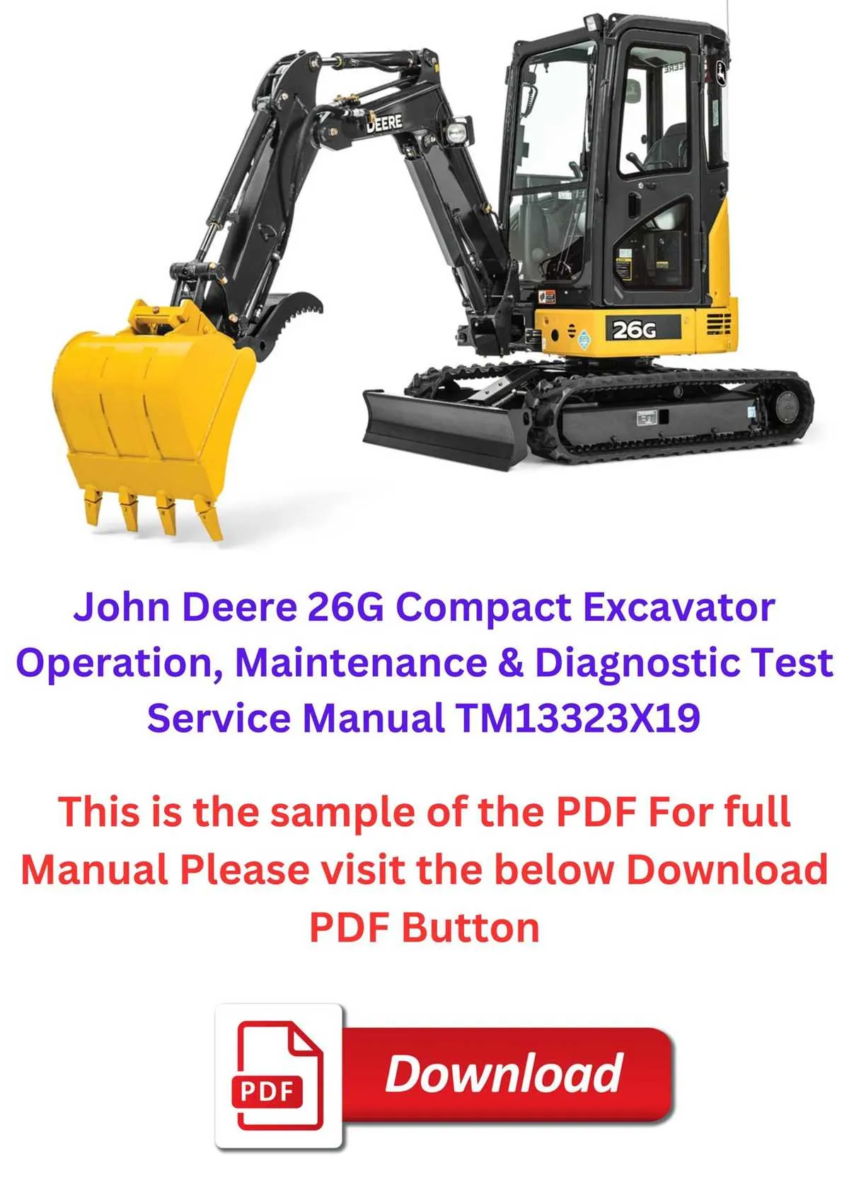 john deere 26g excavator specs