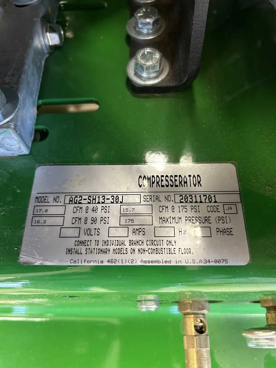 john deere ag2 sh13 30j compresserator specs