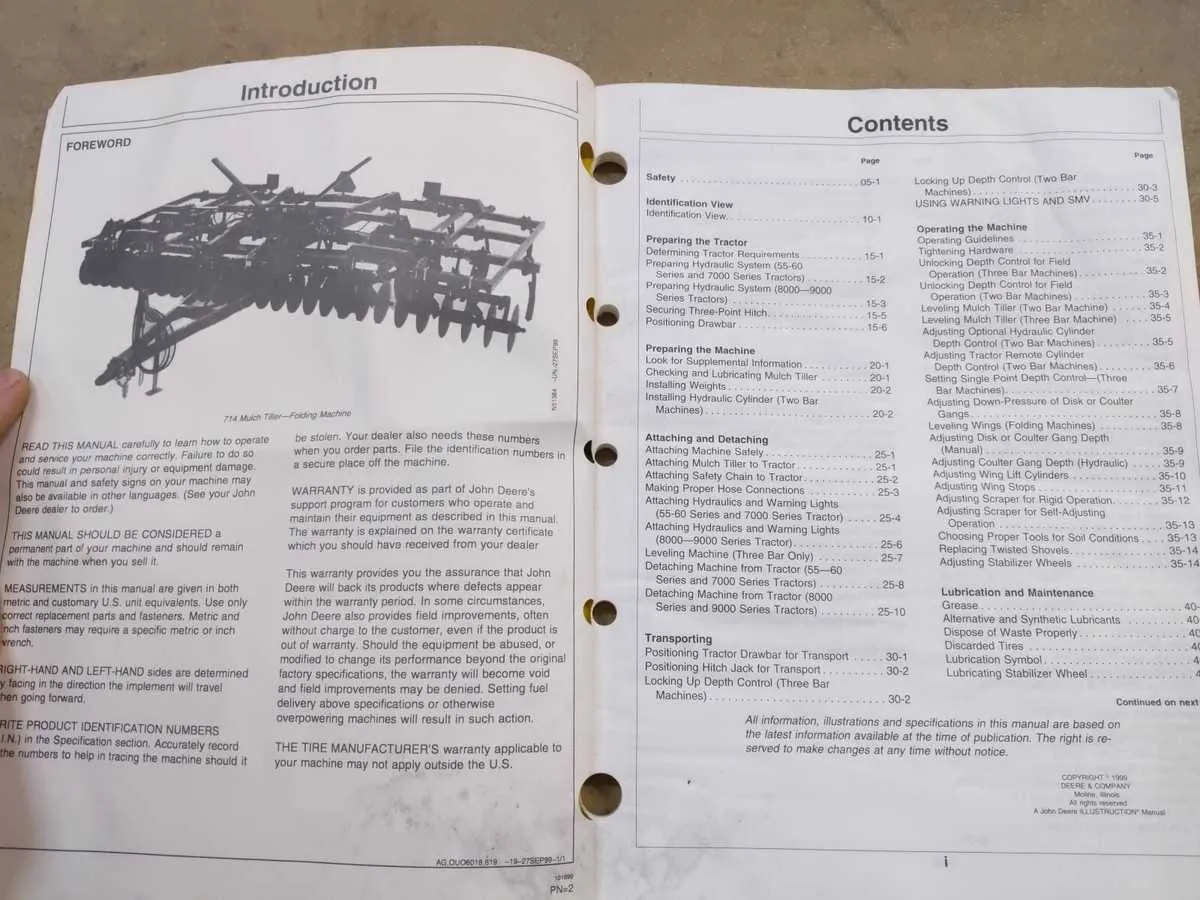 john deere 714 mulch tiller specs