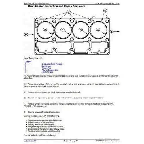 john deere a head torque specs