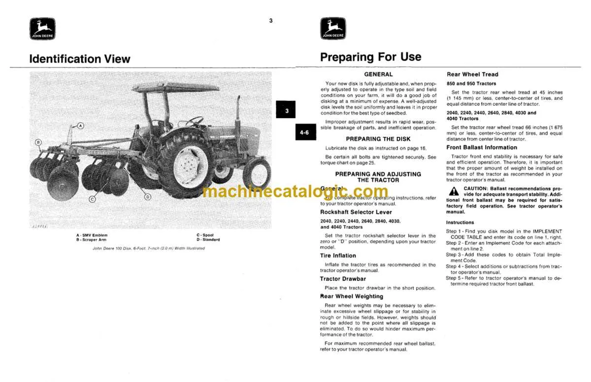 john deere 100 disk specs