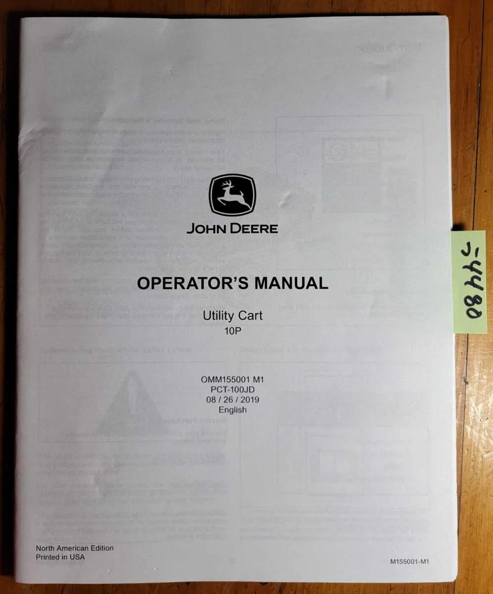 john deere 10p utility cart specs