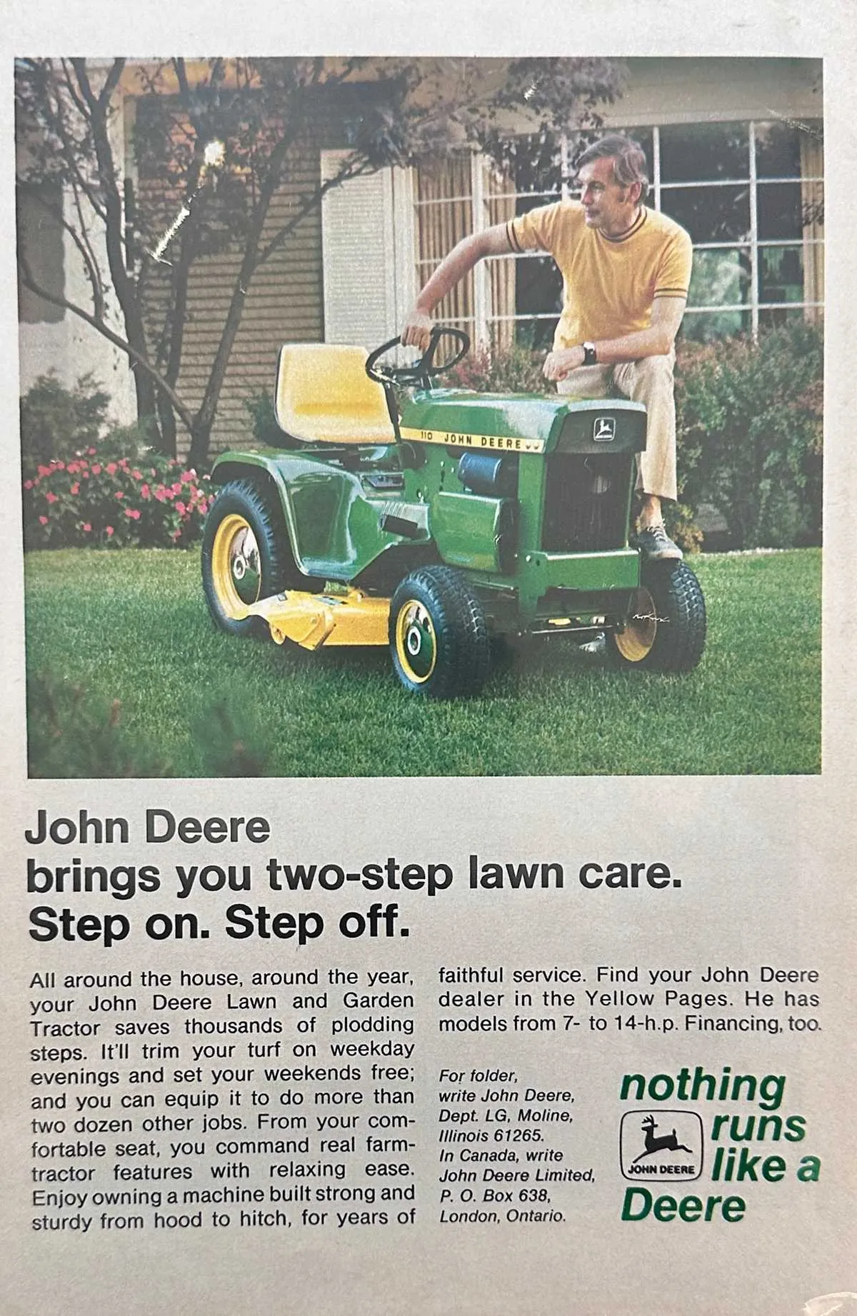 john deere 110 lawn tractor specs