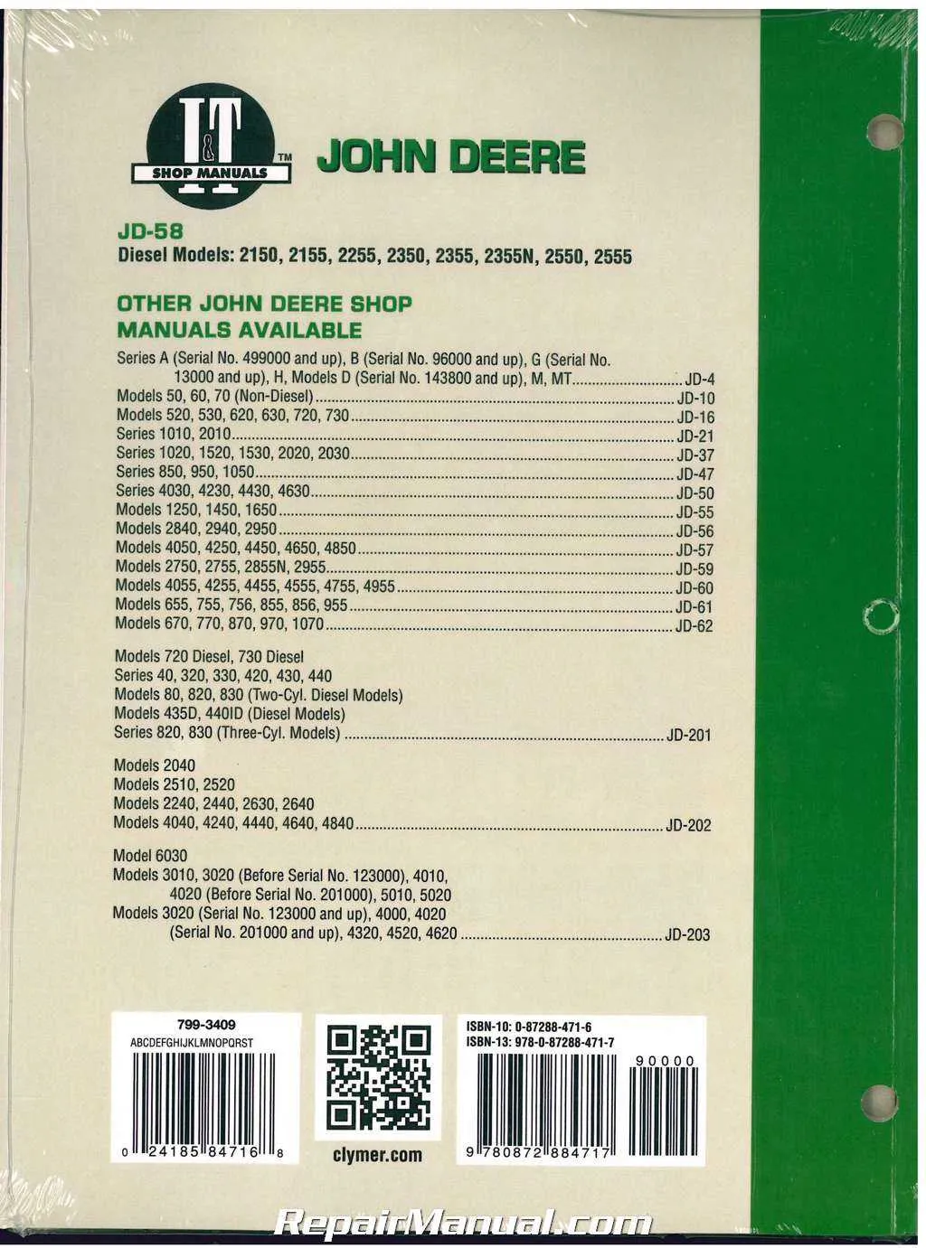 john deere 2150 specs