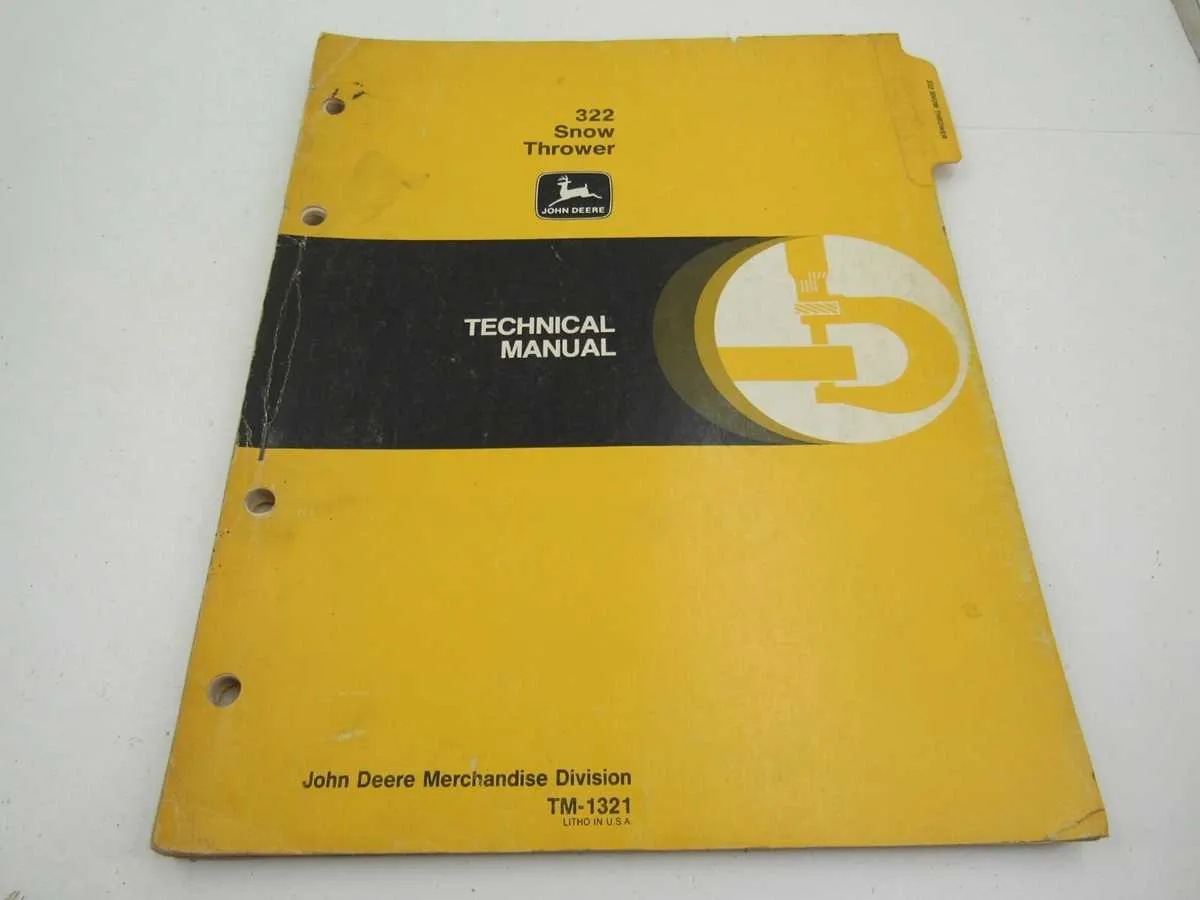 john deere 322 snow blower specs