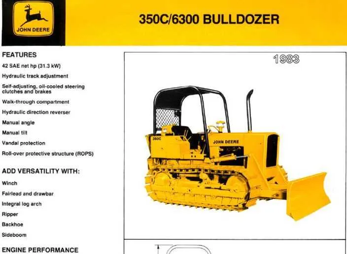 john deere 350 crawler dozer specs