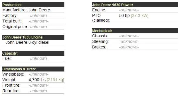 john deere 4150 specs