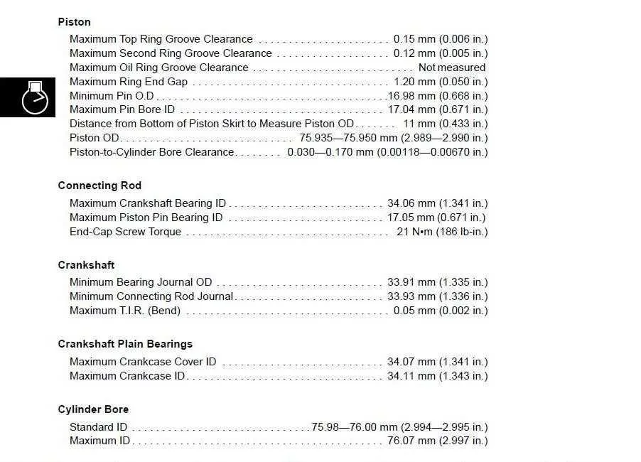 john deere 445 engine torque specs