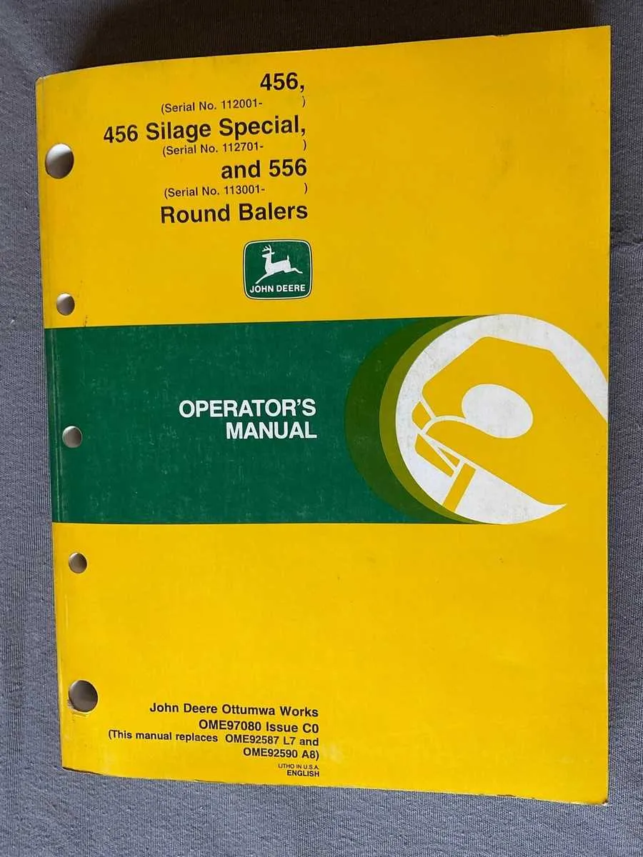 john deere 456 square baler specs