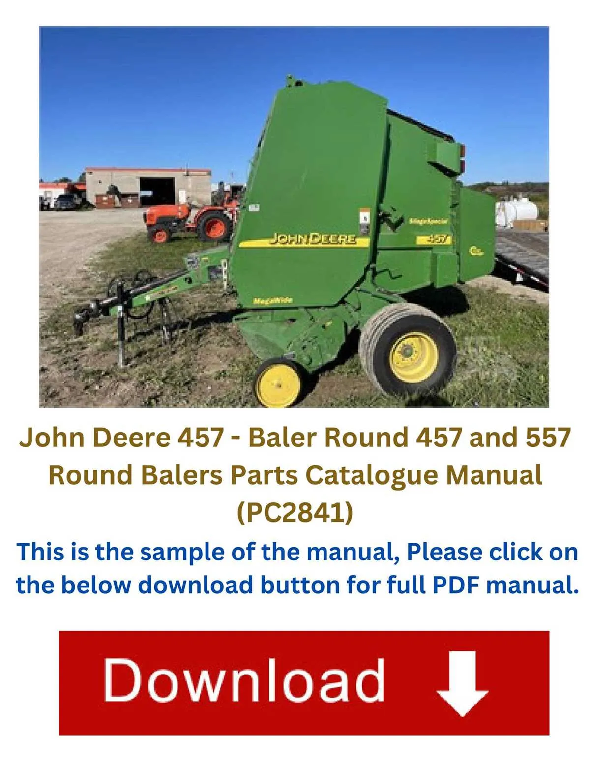john deere 457 silage special specs