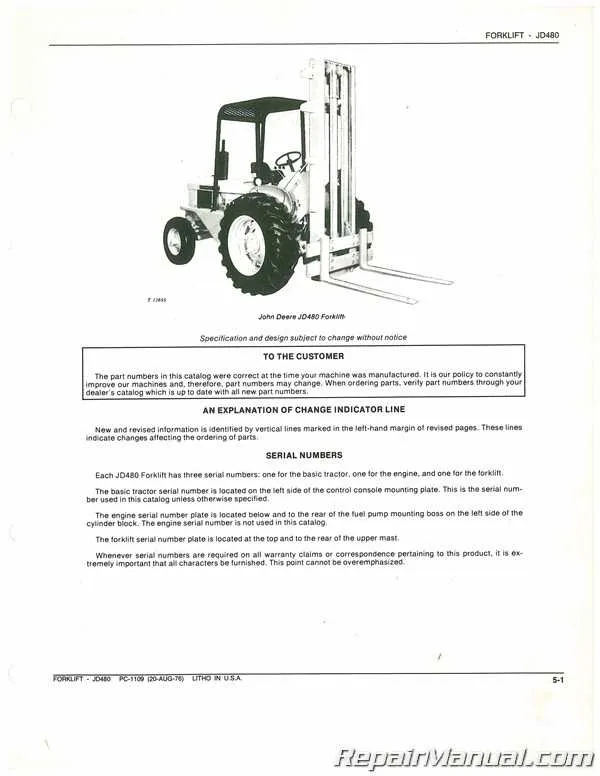 john deere 480c specs