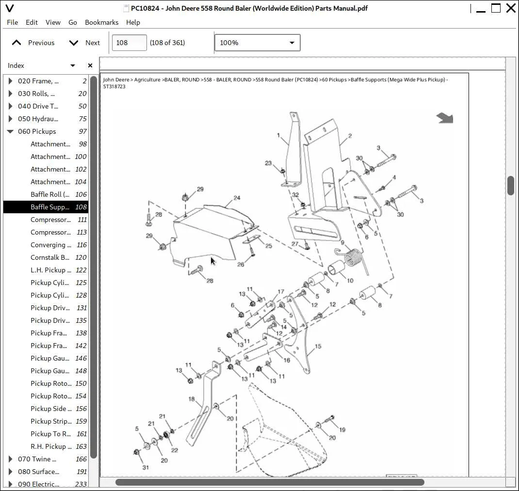 john deere 558 round baler specs