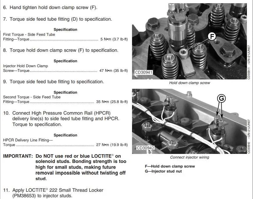 john deere 6300 head torque specs