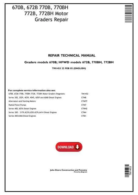john deere 772bh specs