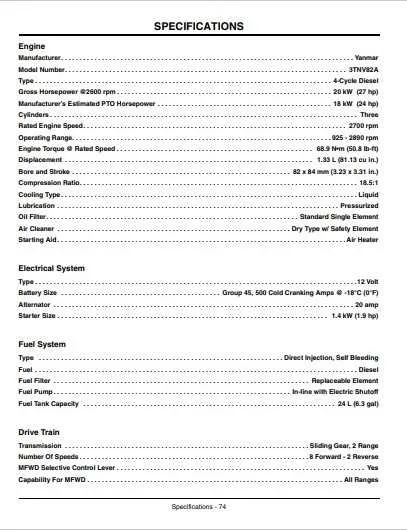 john deere 790 specs