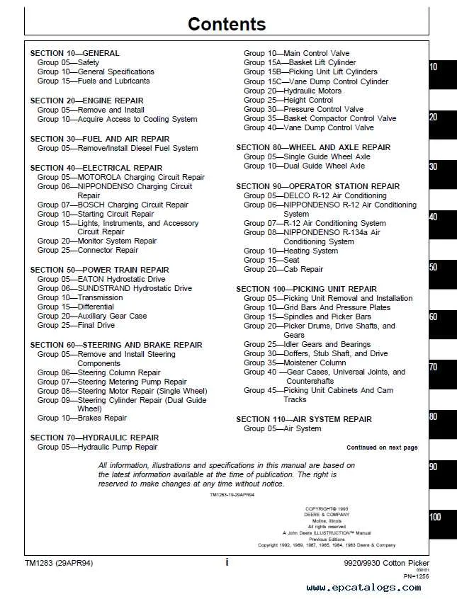 john deere 9920 cotton picker specs