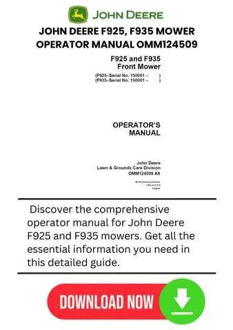john deere f935 mower specs