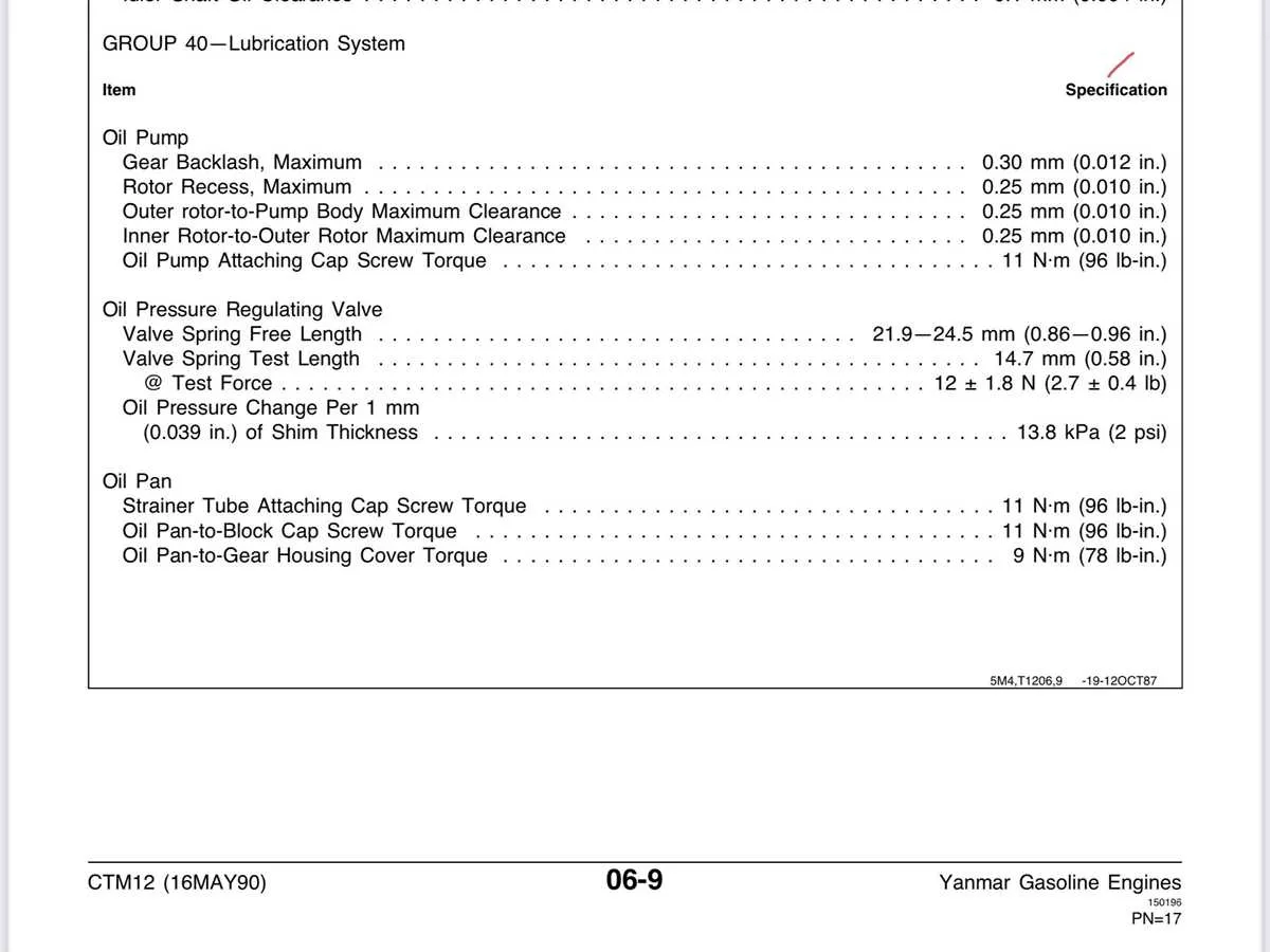 john deere model a engine torque specs