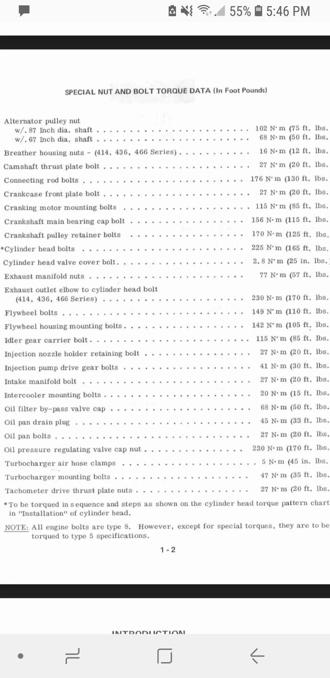 john deere model a engine torque specs