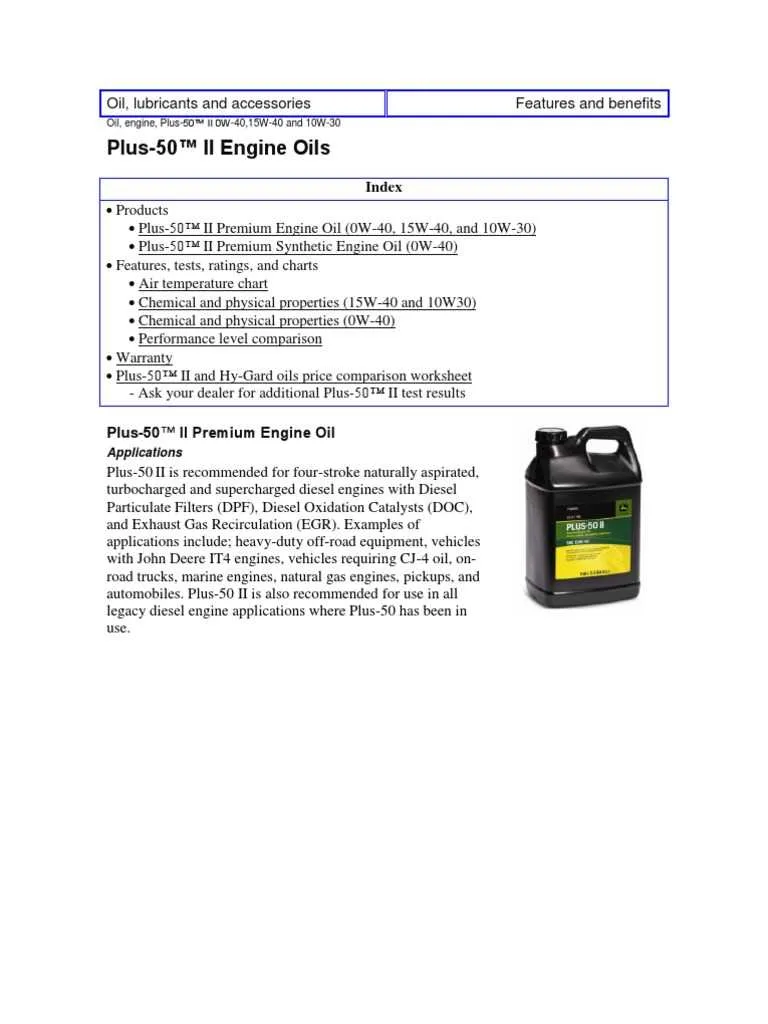 john deere plus 50 oil specs