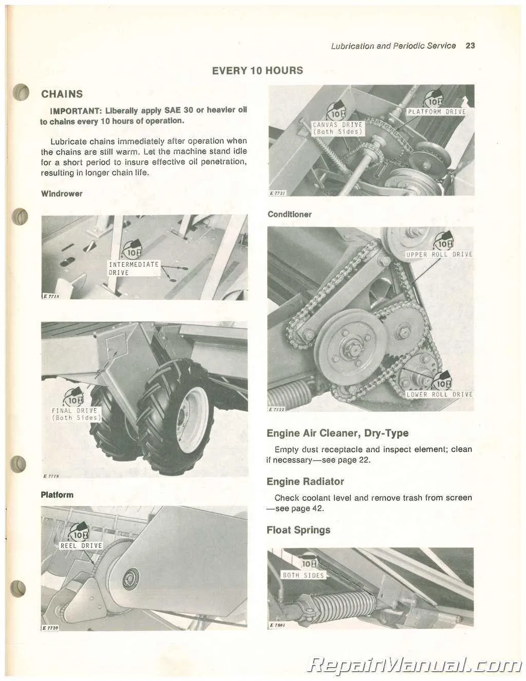 john deere swather specs