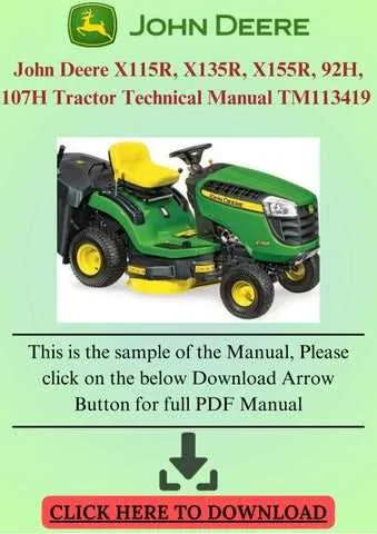 john deere x155r specs