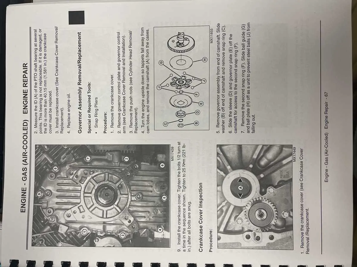 john deere x485 torque specs
