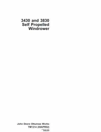 john deere 3430 swather specs